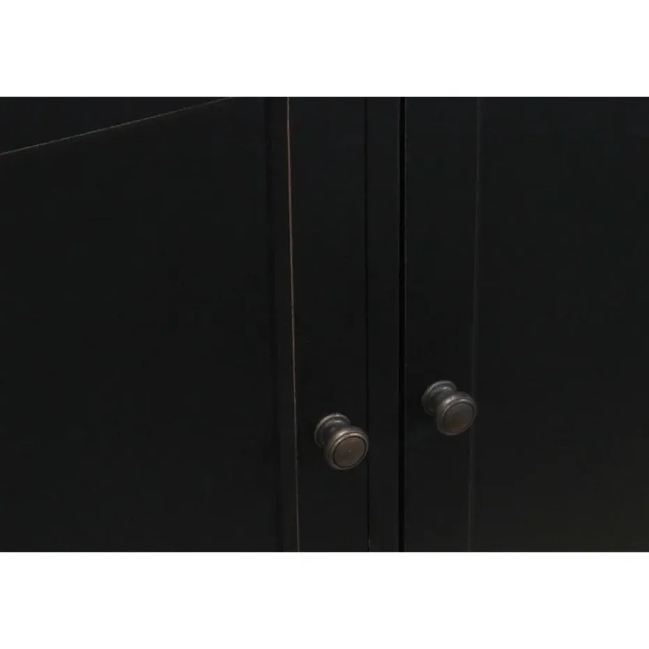 Hioshop Amaretta vitrinekast 4 deuren- zwart antiek gepatineerd Breedte 186