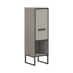 Hioshop Bagno badkamerkast 1 deur 1 vak lichtgrijs- crèmekleurig