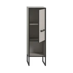 Hioshop Bagno badkamerkast 1 deur 1 vak lichtgrijs- crèmekleurig
