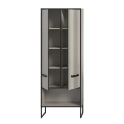 Hioshop Bagno kolomkast 2 deuren lichtgrijs- crèmekleurig