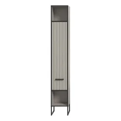 Hioshop Bagno kolomkast 1 deur 2 vakken lichtgrijs- crèmekleurig