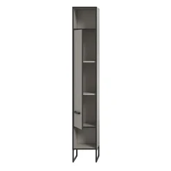 Hioshop Bagno kolomkast 1 deur 2 vakken lichtgrijs- crèmekleurig