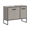 Hioshop Bagno wastafel 2 deuren lichtgrijs- crèmekleurig