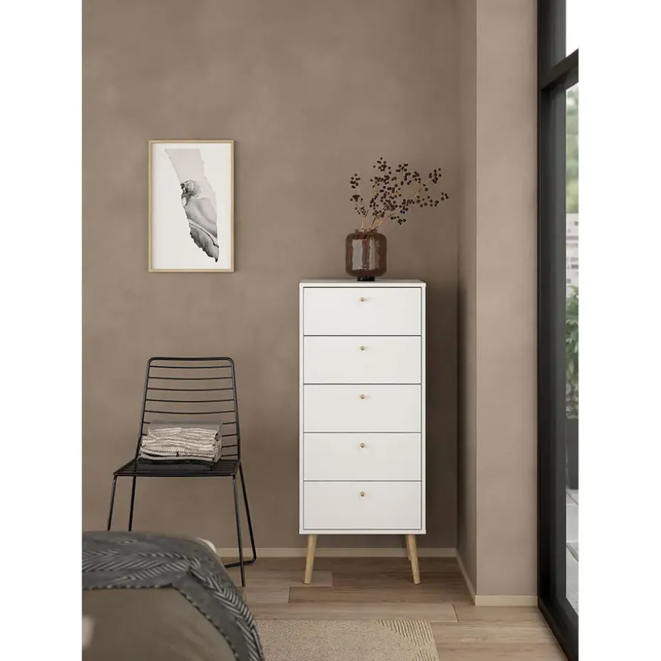Hioshop Bodo kommode 5 lades wit