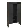 Hioshop Bueno kledingkast 2 deuren- 1 lade- 3 planken en 2 haken donkergrijs
