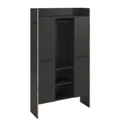 Hioshop Bueno kledingkast 2 deuren- 1 lade- 3 planken en 2 haken donkergrijs