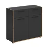 Hioshop Bueno kommode 2 deuren- 2 lades donkergrijs