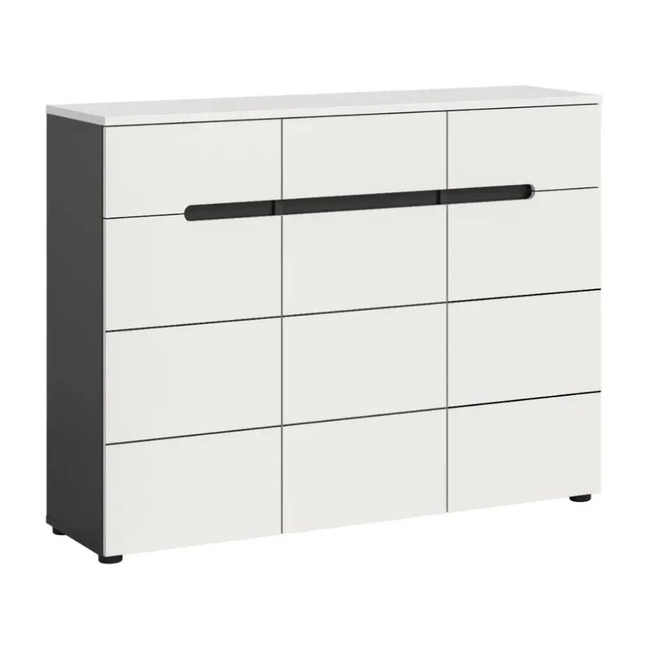 Hioshop Canu schoenenkast 3 deuren- 3 lades wit- grijs