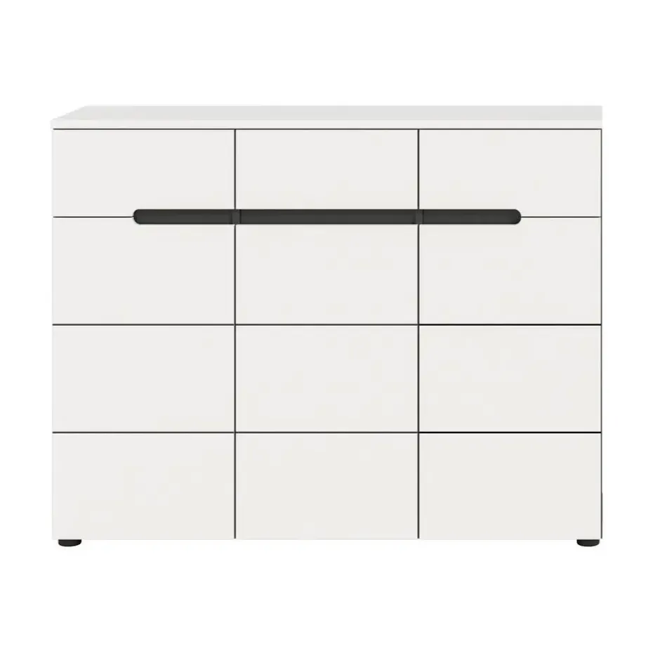 Hioshop Canu schoenenkast 3 deuren- 3 lades wit- grijs