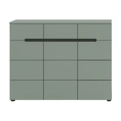 Hioshop Canu schoenenkast 3 deuren- 3 lades stofgroen- donkergrijs