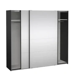 Hioshop Catania schuifdeurkast 2 deuren met spiegel 245x220cm mat zwart