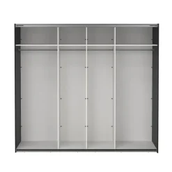 Hioshop Catania schuifdeurkast 2 deuren met spiegel 245x220cm mat zwart