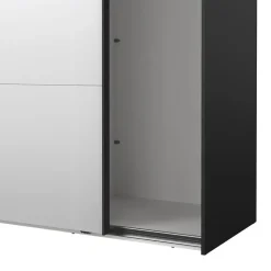 Hioshop Catania schuifdeurkast 2 deuren met spiegel 245x220cm mat zwart