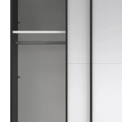 Hioshop Catania schuifdeurkast 2 deuren met spiegel 245x220cm mat zwart