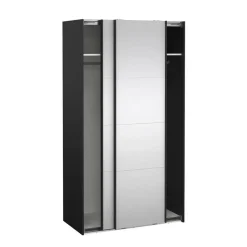 Hioshop Catania schuifdeurkast 2 deuren met spiegel 120x220cm mat zwart