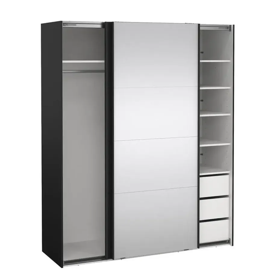 Hioshop Catania schuifdeurkast 2 deuren 180x220cm mat zwart