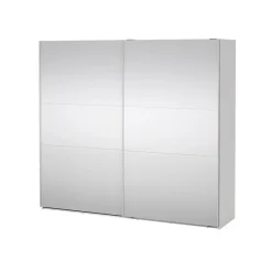 Hioshop Como schuifdeurkast 2 deuren met spiegel 245x220cm wit