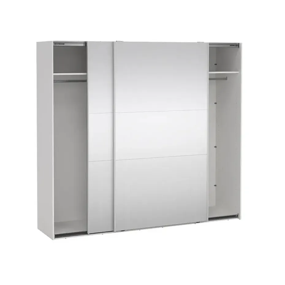 Hioshop Como schuifdeurkast 2 deuren met spiegel 245x220cm wit