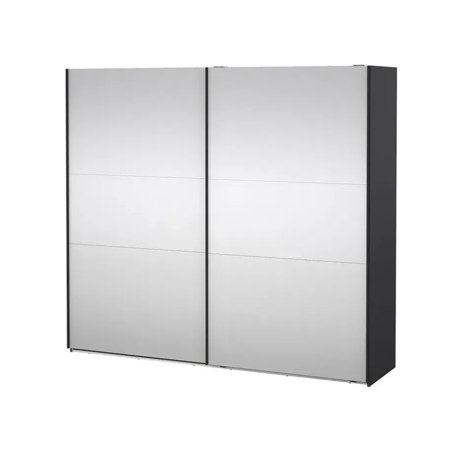 Hioshop Como schuifdeurkast 2 deuren met spiegel 245x220cm mat grijs