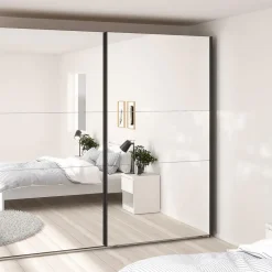 Hioshop Como schuifdeurkast 2 deuren met spiegel 245x220cm mat grijs