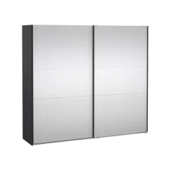 Hioshop Como schuifdeurkast 2 deuren met spiegel 245x220cm mat grijs