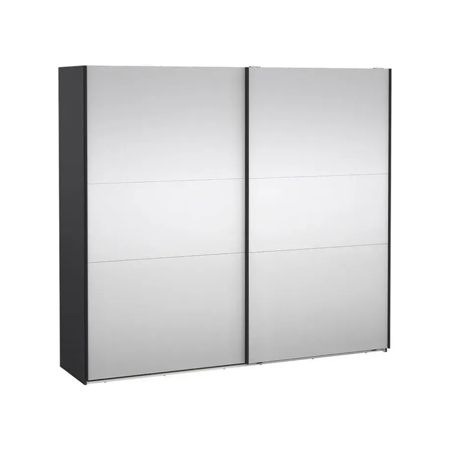 Hioshop Como schuifdeurkast 2 deuren met spiegel 245x220cm mat grijs