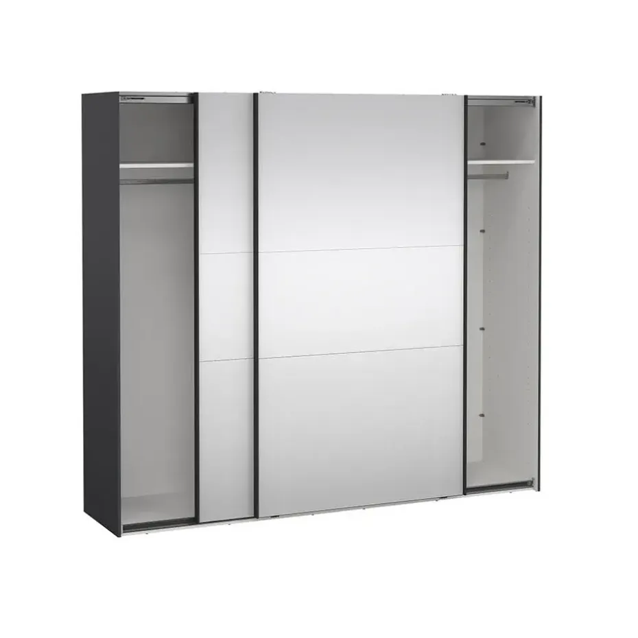 Hioshop Como schuifdeurkast 2 deuren met spiegel 245x220cm mat grijs
