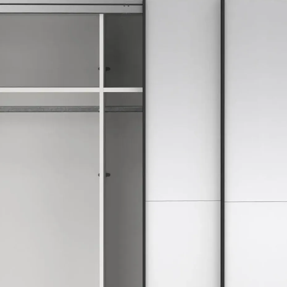 Hioshop Como schuifdeurkast 2 deuren met spiegel 245x220cm mat grijs