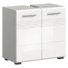 Hioshop Copa wastafel 2 deuren wit hoogglans- lichtgrijs