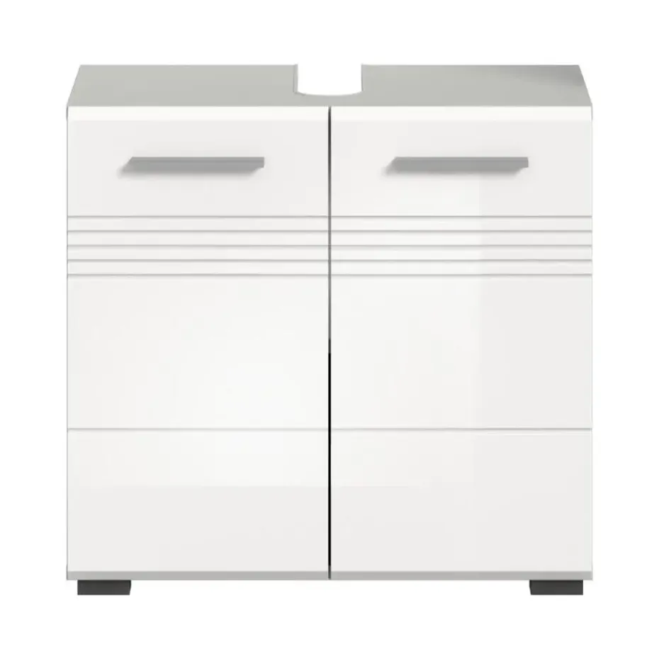 Hioshop Copa wastafel 2 deuren wit hoogglans- lichtgrijs