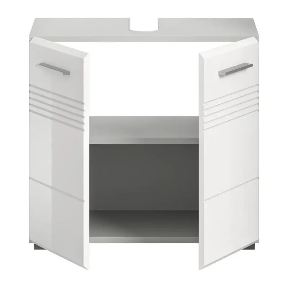 Hioshop Copa wastafel 2 deuren wit hoogglans- lichtgrijs