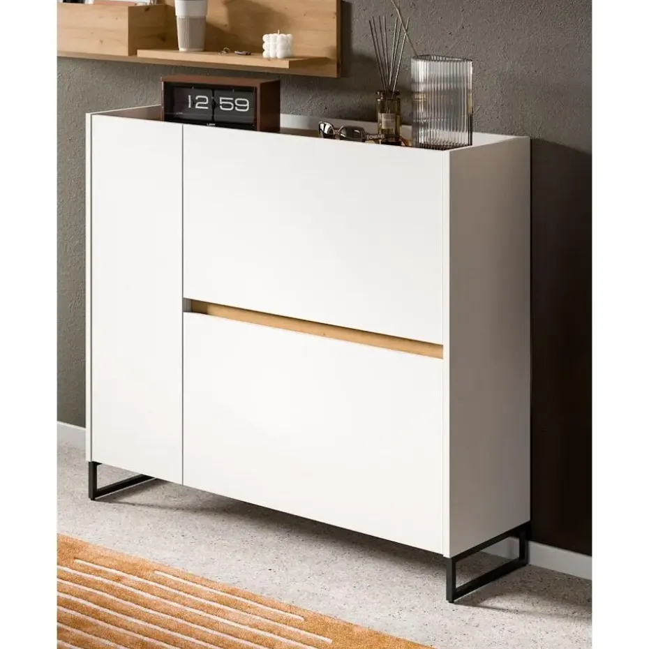 Hioshop Drive schoenenkast 1 deur- 2 vouwdeuren wit