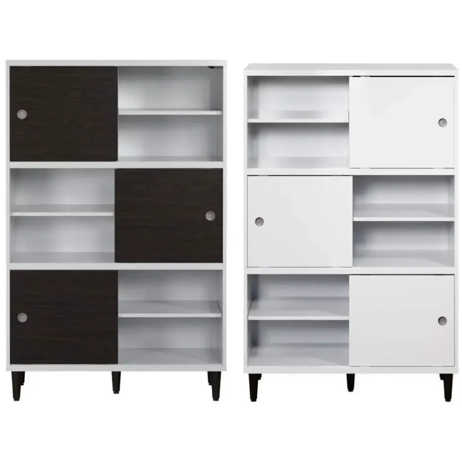 Hioshop Evolution wandkast 3 deuren- 6 planken wit- zwart