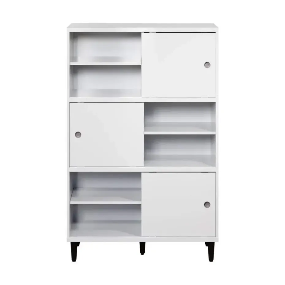 Hioshop Evolution wandkast 3 deuren- 6 planken wit- zwart