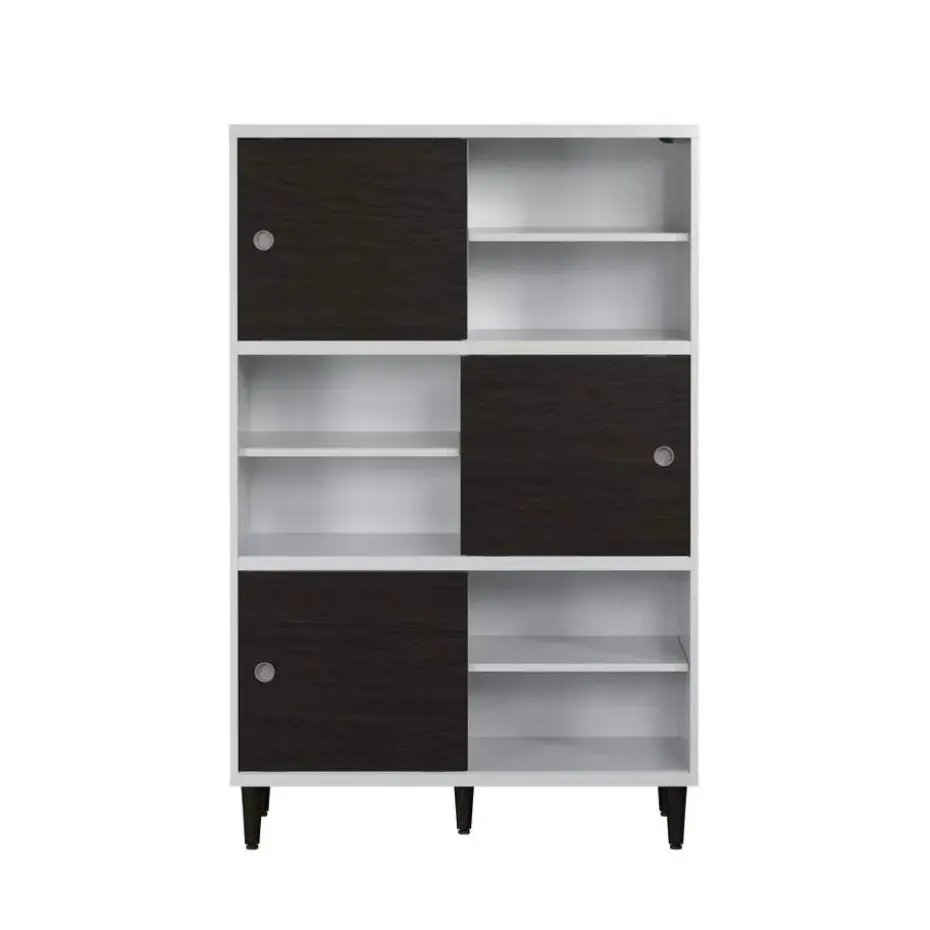 Hioshop Evolution wandkast 3 deuren- 6 planken wit- zwart