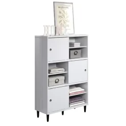 Hioshop Evolution wandkast 3 deuren- 6 planken wit- zwart