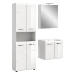Hioshop Ice badkamer I77 inclusief verlichting wit hoogglans- wit