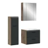 Hioshop Ice badkamer I8 zwart mat- eiken decor
