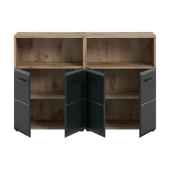 Hioshop Ice badkamer I13 zwart mat- eiken decor