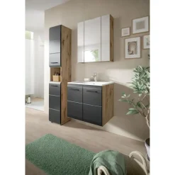 Hioshop Ice badkamer I5 zwart mat- eiken decor