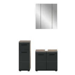 Hioshop Ice badkamer I28 zwart mat- eiken decor