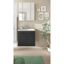 Hioshop Ice badkamer I3 zwart mat- eiken decor