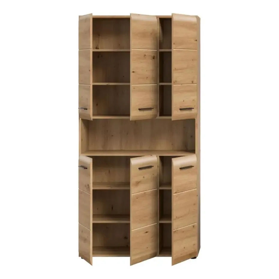 Hioshop Ice badkamerkast 6 deuren- 1 plank eiken decor