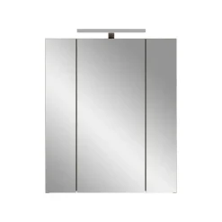 Hioshop Ice spiegelkast inclusief verlichting 3 spiegeldeuren zwart mat- eiken