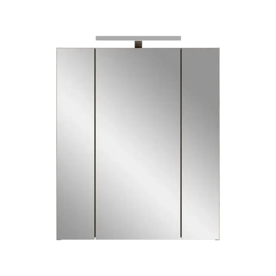 Hioshop Ice spiegelkast inclusief verlichting 3 spiegeldeuren zwart mat- eiken