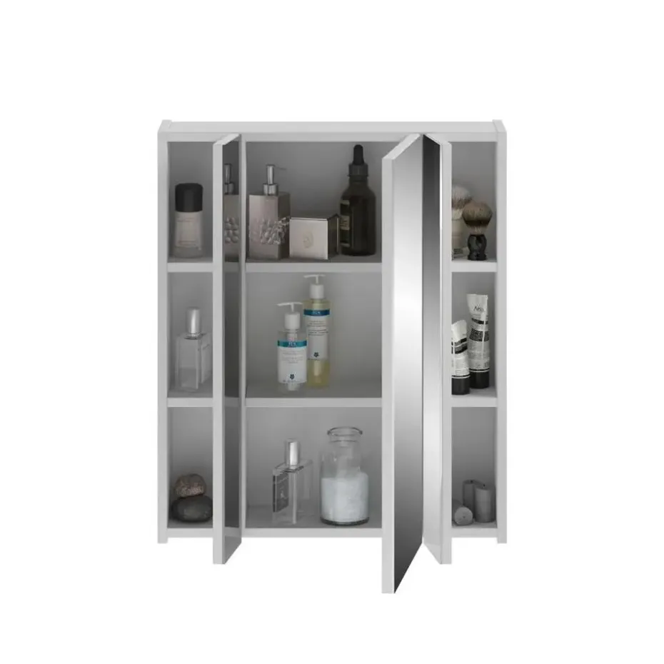 Hioshop Ice spiegelkast inclusief verlichting 3 spiegeldeuren wit hoogglans-