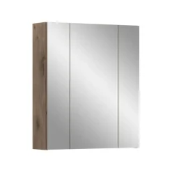 Hioshop Ice spiegelkast zwart mat- eiken decor