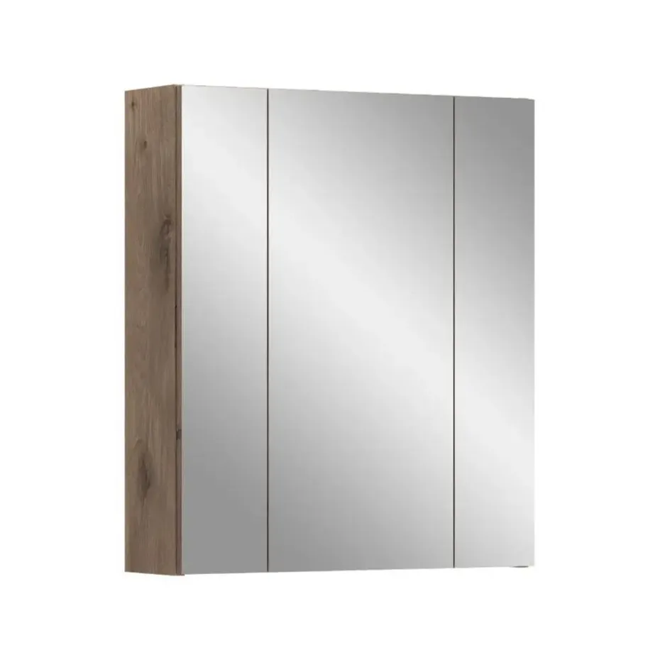 Hioshop Ice spiegelkast zwart mat- eiken decor
