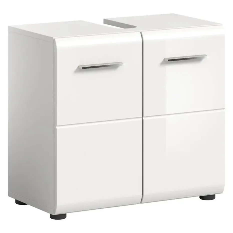 Hioshop Ice wastafel 2 deuren wit hoogglans- wit