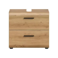 Hioshop Ice wastafel 2 lades eiken decor